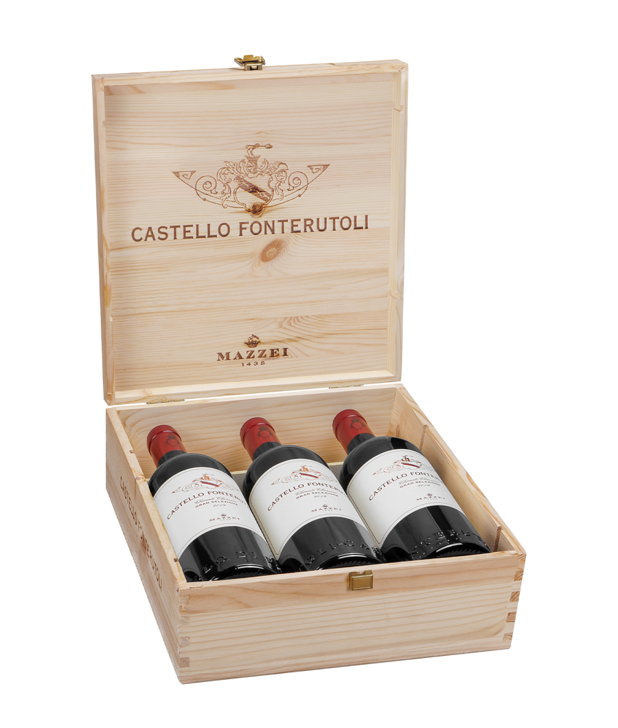 Wooden Box Castello Fonterutoli for 3 Bottles